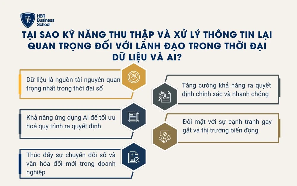 Tại sao kỹ năng thu thập và xử lý thông tin lại quan trọng đối với lãnh đạo trong thời đại dữ liệu và AI?