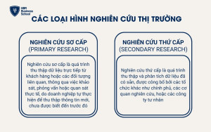 Hai loại hình nghiên cứu thị trường là Nghiên cứu sơ cấp và Nghiên cứu thứ cấp