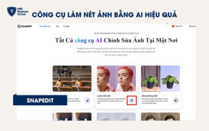 SnapEdit là một công cụ làm nét ảnh bằng AI hoạt động trên nền tảng web