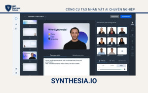 Synthesia.io là chuyên tạo nhân vật AI với mục đích như đào tạo, marketing và quảng cáo