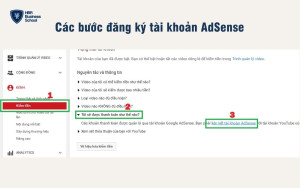 Truy cập YouTube Studio và liên kết tài khoản AdSense