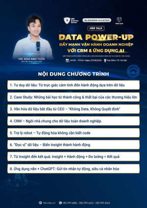 Nội dung chương trình HBR TALK: DATA POWER-UP, ĐẨY MẠNH VẬN HÀNH DOANH NGHIỆP VỚI CRM & ỨNG DỤNG AI